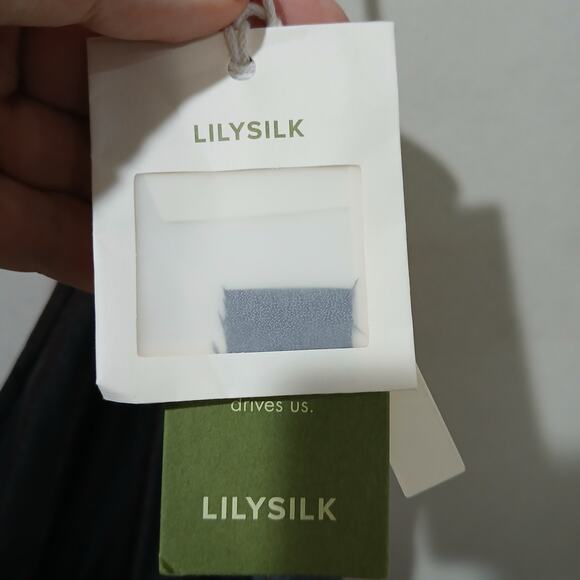 LILYSILK Silk Dress Womens Medium Silver Metallic Wrap Layered Skirt NWT - Picture 4 of 11